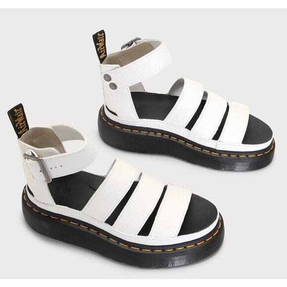 Dr. Martens Shoes - Doc Dr Martens Clarissa II Quad White Milled Nappa Leather Gladiator Sandals 11